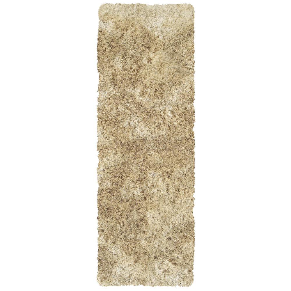 Indochine Plush Shag Rug with Metallic Sheen, Cream/Beige, 2ft-6in x 6ft, Runner, 4944550FCRM000I26. Picture 1