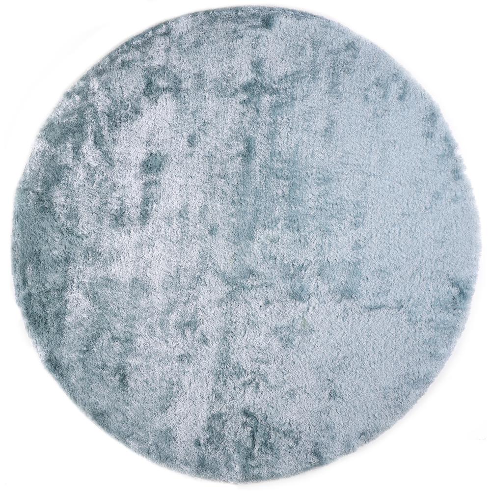 Indochine Plush Shag Rug with Metallic Sheen, Light Aqua Blue, 10ft x 10ft Round, 4944550FLAQ000N95. Picture 1