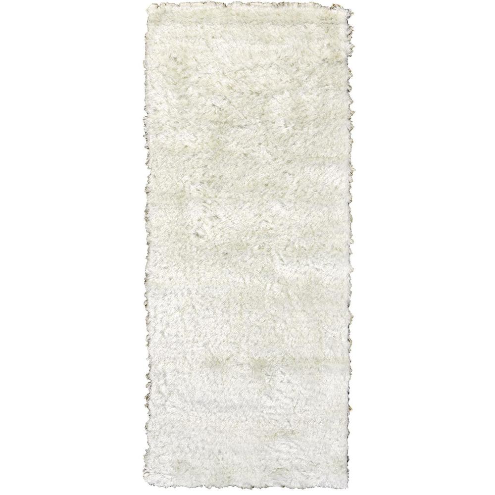 Indochine Plush Shag Rug with Metallic Sheen, Bright White, 2ft-6in x 6ft, Runner, 4944550FWHT000I26. Picture 1