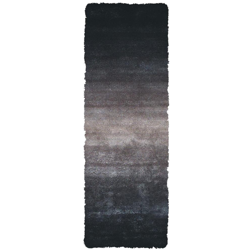 Indochine Plush Ombre Shag Runner w/Metallic Sheen, Gray/Silver Mink, 2ft-6in x 6ft, 4944551FGRY000I26. Picture 1