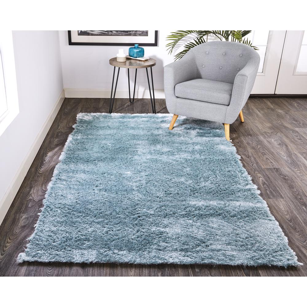 Indochine Plush Shag Rug with Metallic Sheen, Light Aqua Blue, 9ft x 12ft Area Rug, 4944550FLAQ000G00. Picture 1