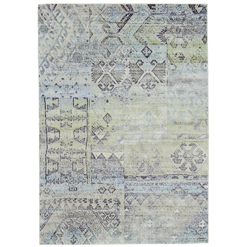 Katari Tribal Print Rug, Turquoise Blue/Mint, 6ft-7in x 9ft-6in Area Rug, 6613376FMNTTPEF05. Picture 2