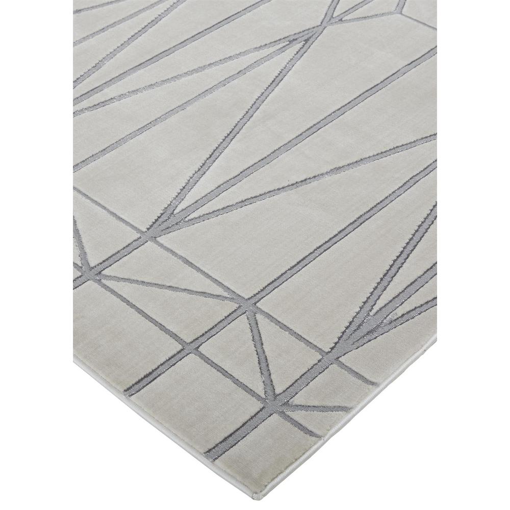 Micah Art Deco Architectural Rug, Ivory Bone/Silver, 6ft-7in x 9ft-6in Area Rug, 6943045FIVYSLVF05. Picture 3