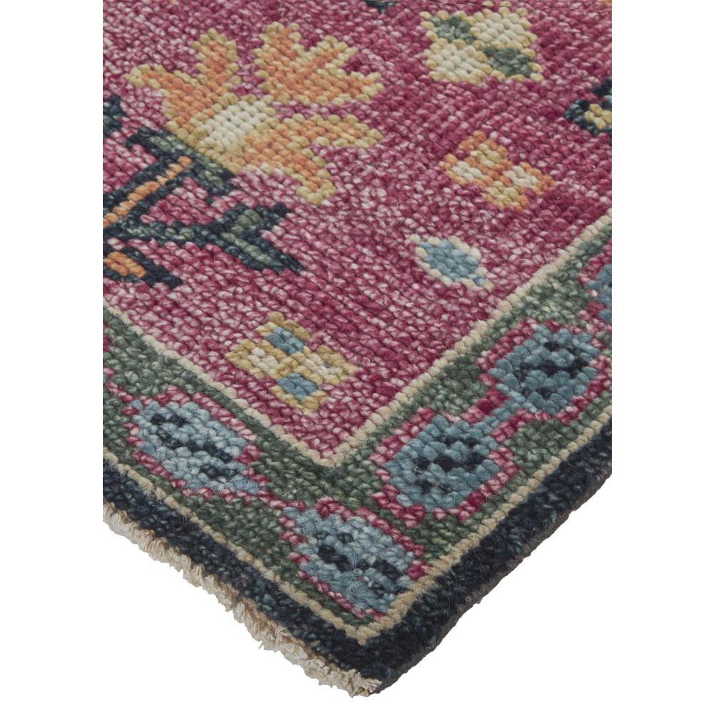 Piraj Nordic Hand Knot Wool Area Rug, Carmine Pink/Indigo, 7ft-9in x 9ft-9in, 7216741FBLUREDF99. Picture 3