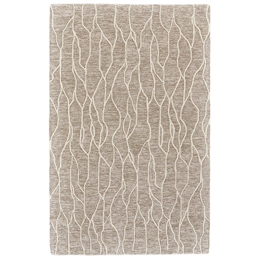 Enzo Minimalist Abstract Wool Rug, Warm Taupe/Ivory, 8ft x 11ft Area Rug, 7428734FIVYGRYG99. Picture 2