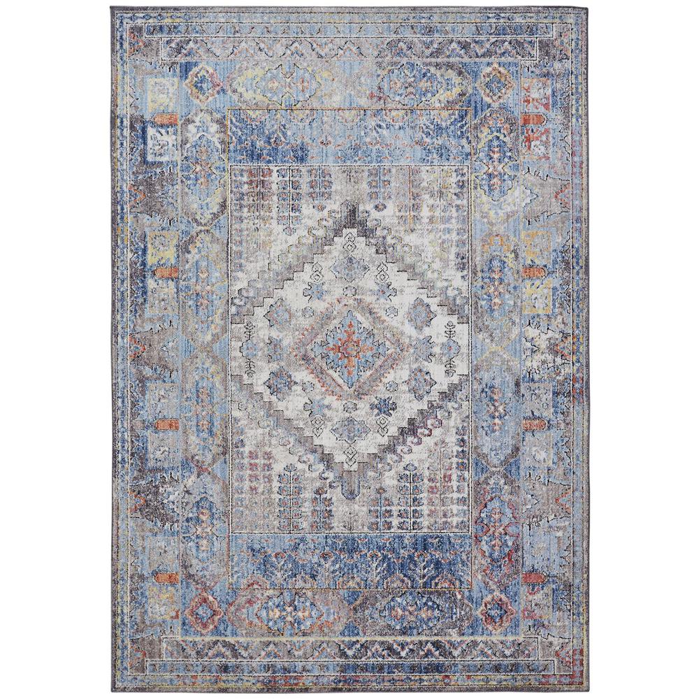 Armant Bohemian Space-dyed Rug, Ibiza Blue/Gray/Orange, 8ft x 10ft Area Rug, 8803904FMLT000F00. Picture 2