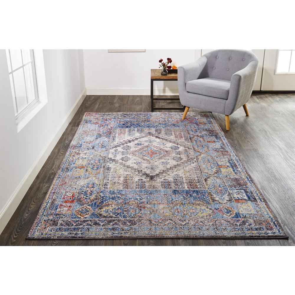 Armant Bohemian Space-dyed Rug, Ibiza Blue/Gray/Orange, 8ft x 10ft Area Rug, 8803904FMLT000F00. The main picture.