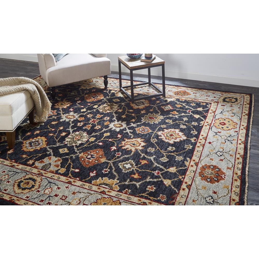 Carrington Traditional Oushak Area Rug, Geo Floral, Black/Gold, 7ft-9in x 9ft-9in, 9826500FCHLLBLF99. Picture 1