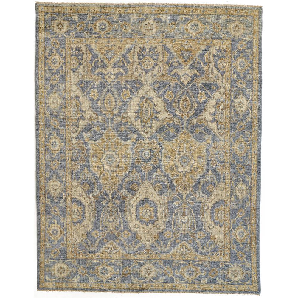 Carrington Traditional Oushak Area Rug, Geo Floral, Warm Blue/Gold, 7ft-9in x 9ft-9in, 9826502FLBLBGEF99. Picture 2