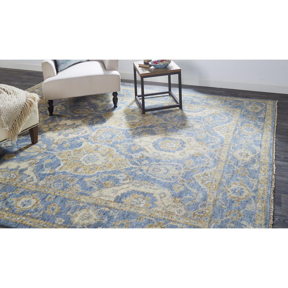 Carrington Traditional Oushak Area Rug, Geo Floral, Warm Blue/Gold, 7ft-9in x 9ft-9in, 9826502FLBLBGEF99. Picture 1