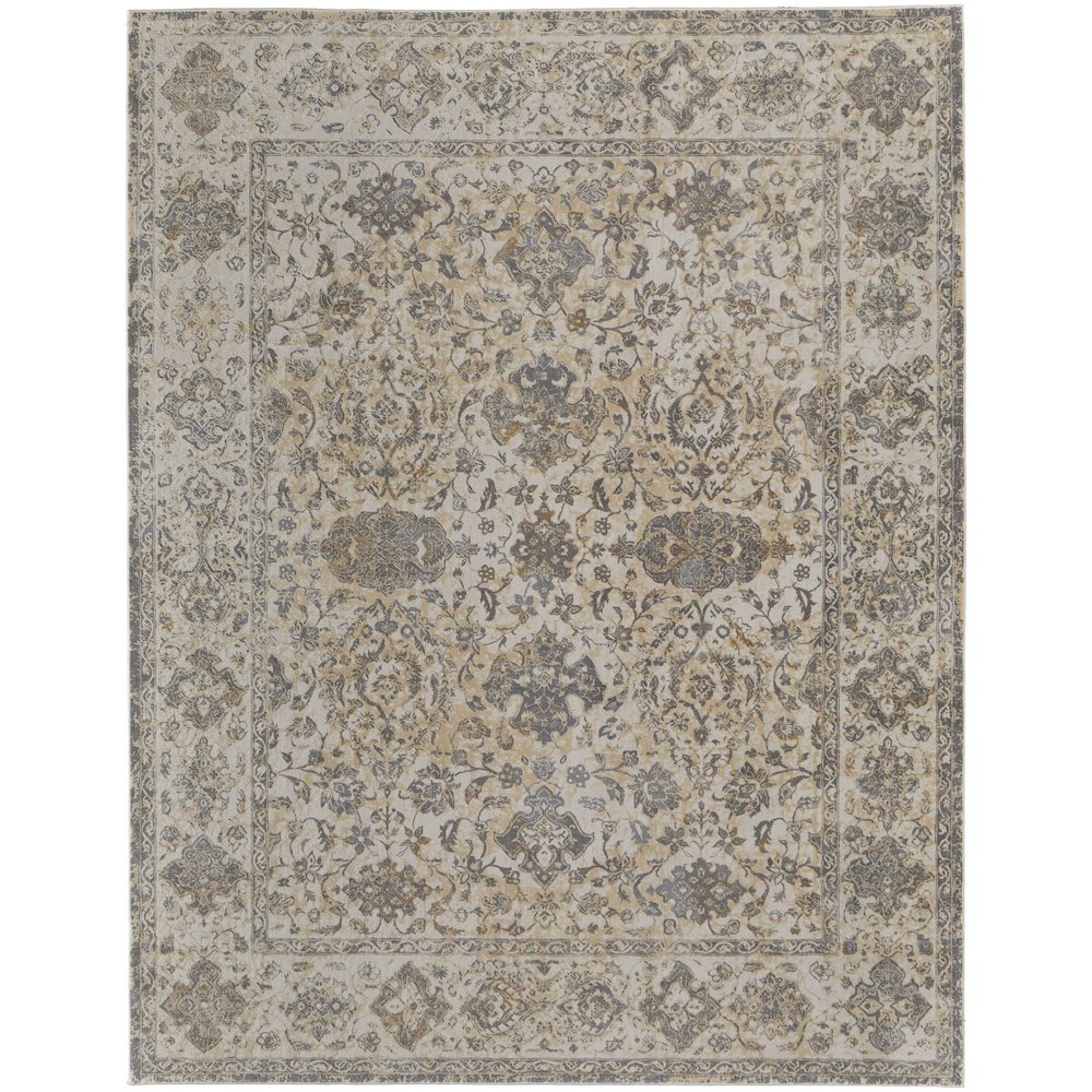 Celene Traditional Bordered, Ivory/Tan/Gray, 5' x 7'-6" Area Rug. Picture 1