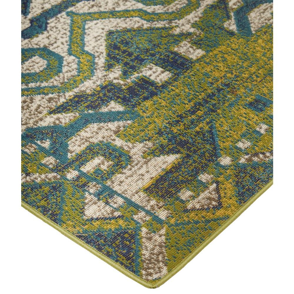 Foster Modern Style Slavic Kilim, Citron Green/Teal/Tan, 5ft x 8ft Area Rug, FST3758FGRNBGEE10. Picture 3