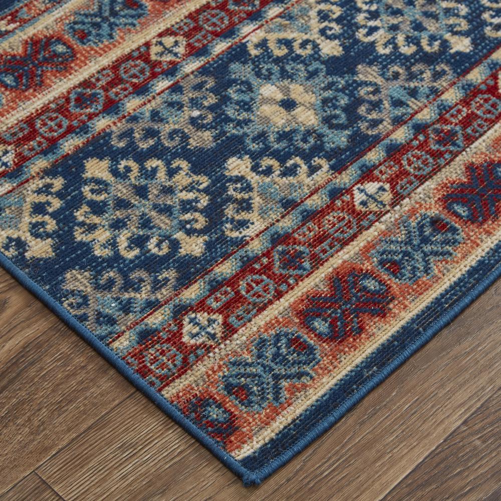 Nolan Vinatge Style Tribal Kazak Rug, Classic Blue/Ochre Red, 7ft-9in x 10ft-6in, NOL39ATFBLURSTH13. Picture 3