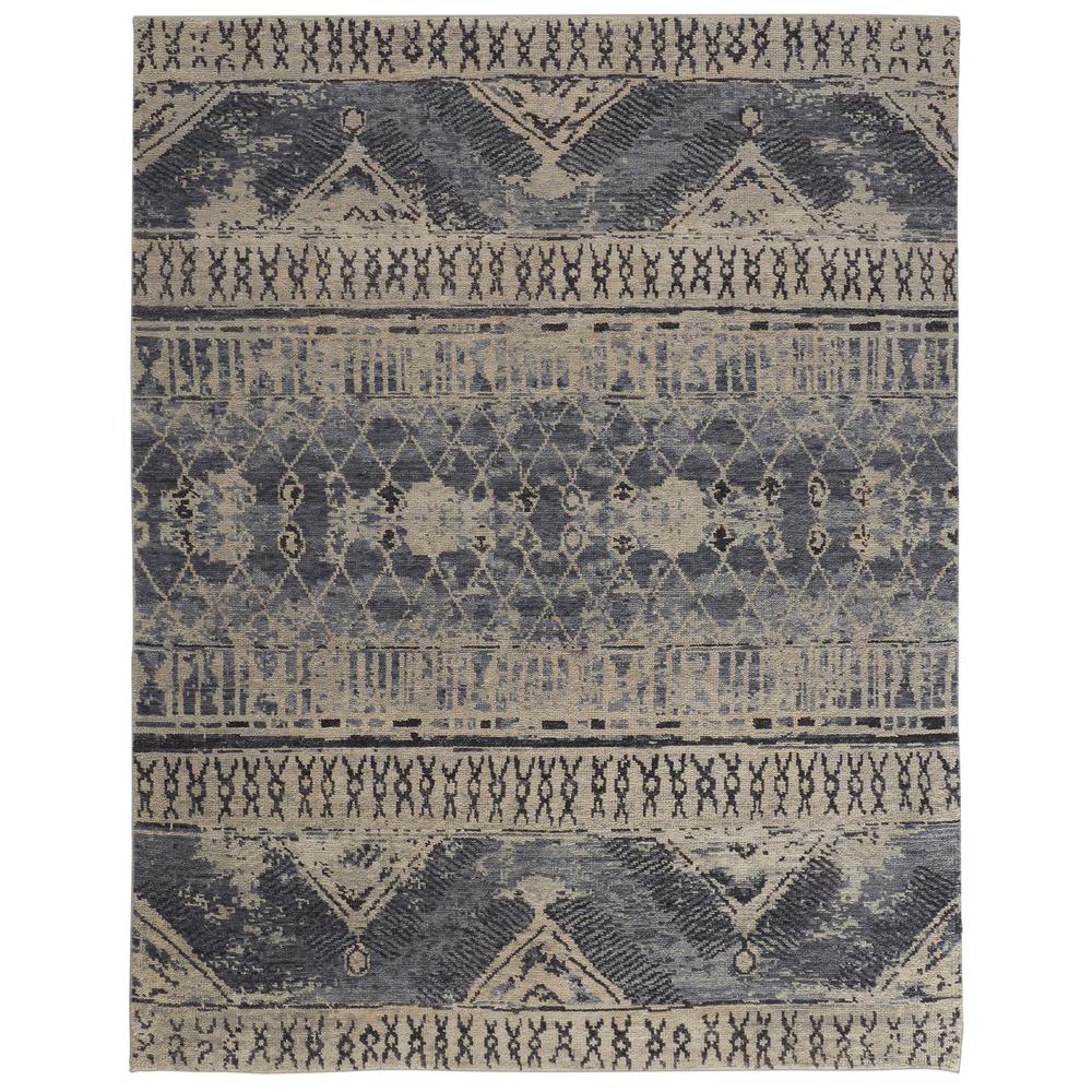 Palomar Luxe Hand Knot Abstract Area Rug, Denim Blue, 7x9in x 9x9in, PAL6572FBLU000F99. Picture 2