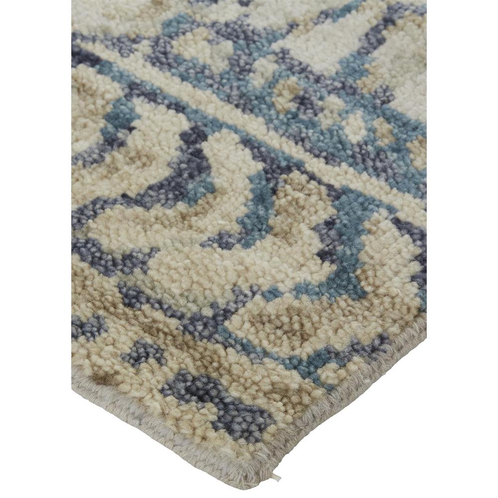 Palomar Luxe Hand Knot Abstract Area Rug, Denim Blue/Beige, 7x9in x 9x9in, PAL6591FBLUBGEF99. Picture 3