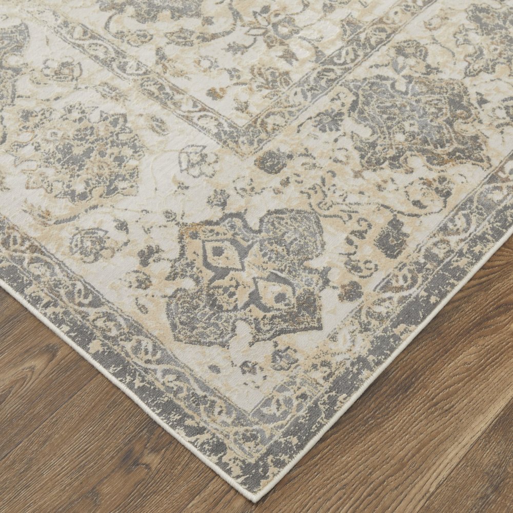 Celene Traditional Bordered, Ivory/Tan/Gray, 5' x 7'-6" Area Rug. Picture 3