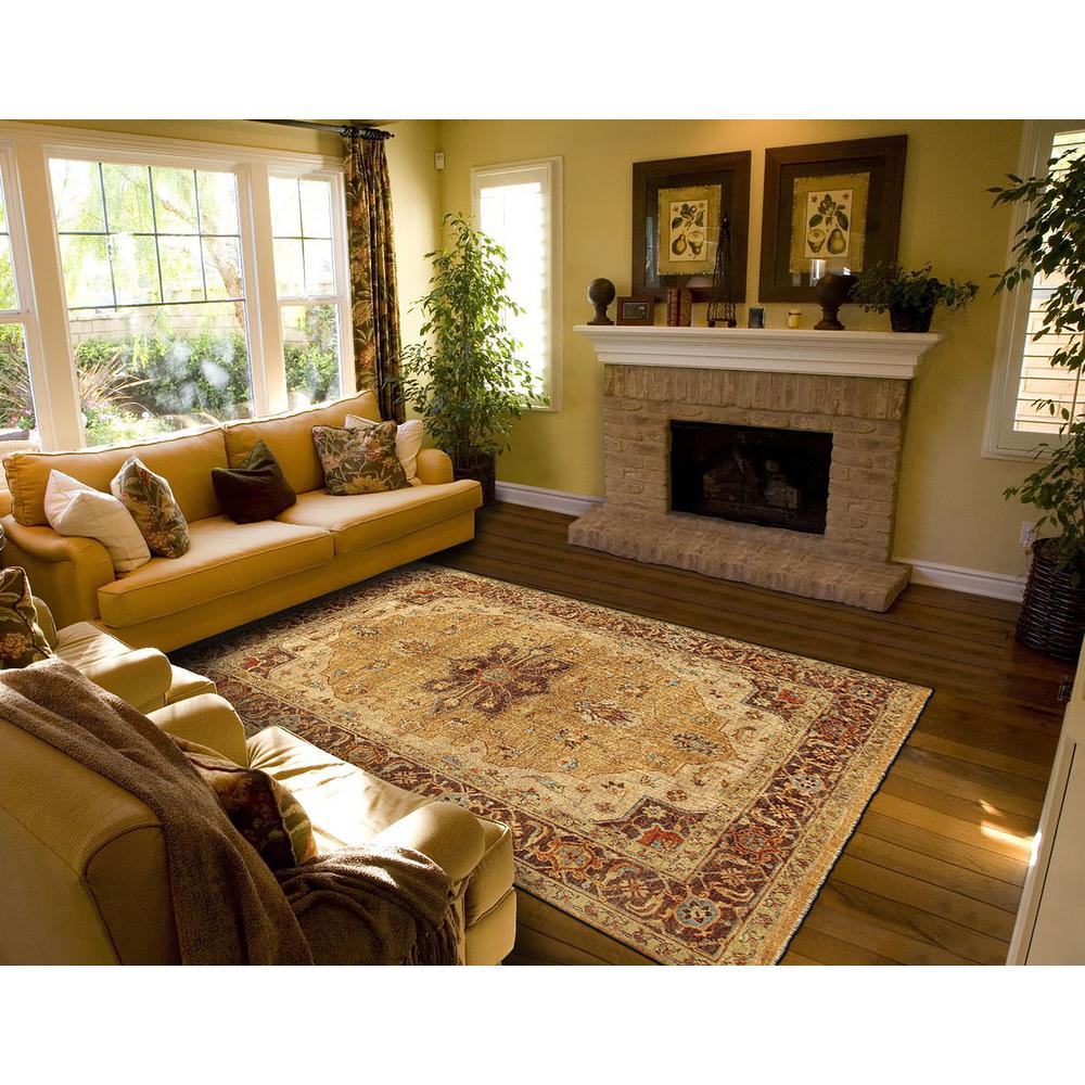 Ustad Taditional Persian Rug, Honey Gold/Brown/Red, 2ft x 3ft Accent Rug, 5226112FGLDBRNP00. Picture 1