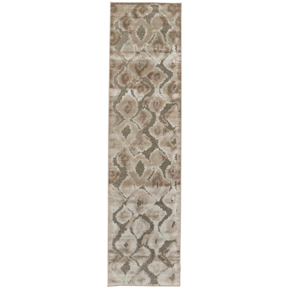 Saphir Zam Metallic Ikat Rug, Silver Gray/Taupe, 2ft - 6in x 8ft, Runner, 5543250FPEWGRYI6A. Picture 2