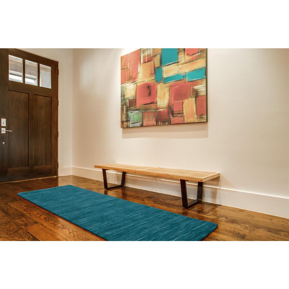 Luna Hand Woven Marled Wool Rug, Teal Blue/Green, 2ft - 6in x 8ft, Runner, 5798049FTEL000I6A. Picture 1