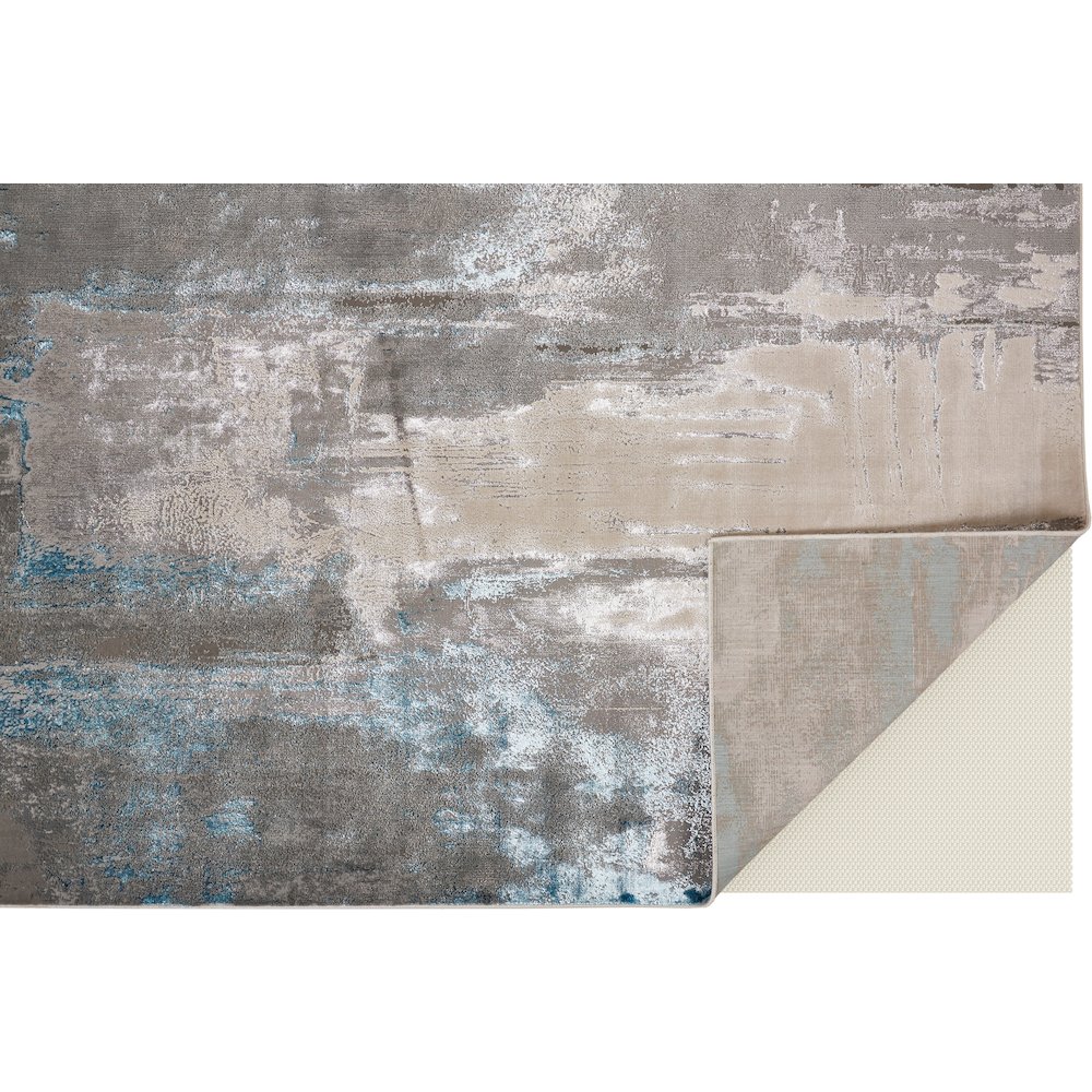 Azure Modern Abstract, Gray/Ivory/Blue, 9'-2" x 12' Area Rug. Picture 3