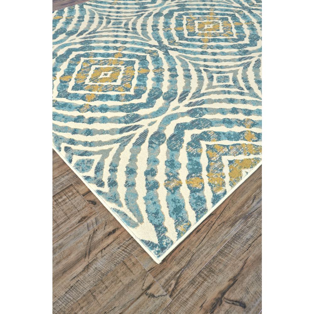 Keats Abstract Ikat Print Rug, Teal Blue/Golden, 6ft - 7in x 9ft - 6in Area Rug, 6523469FTEL000F05. Picture 3