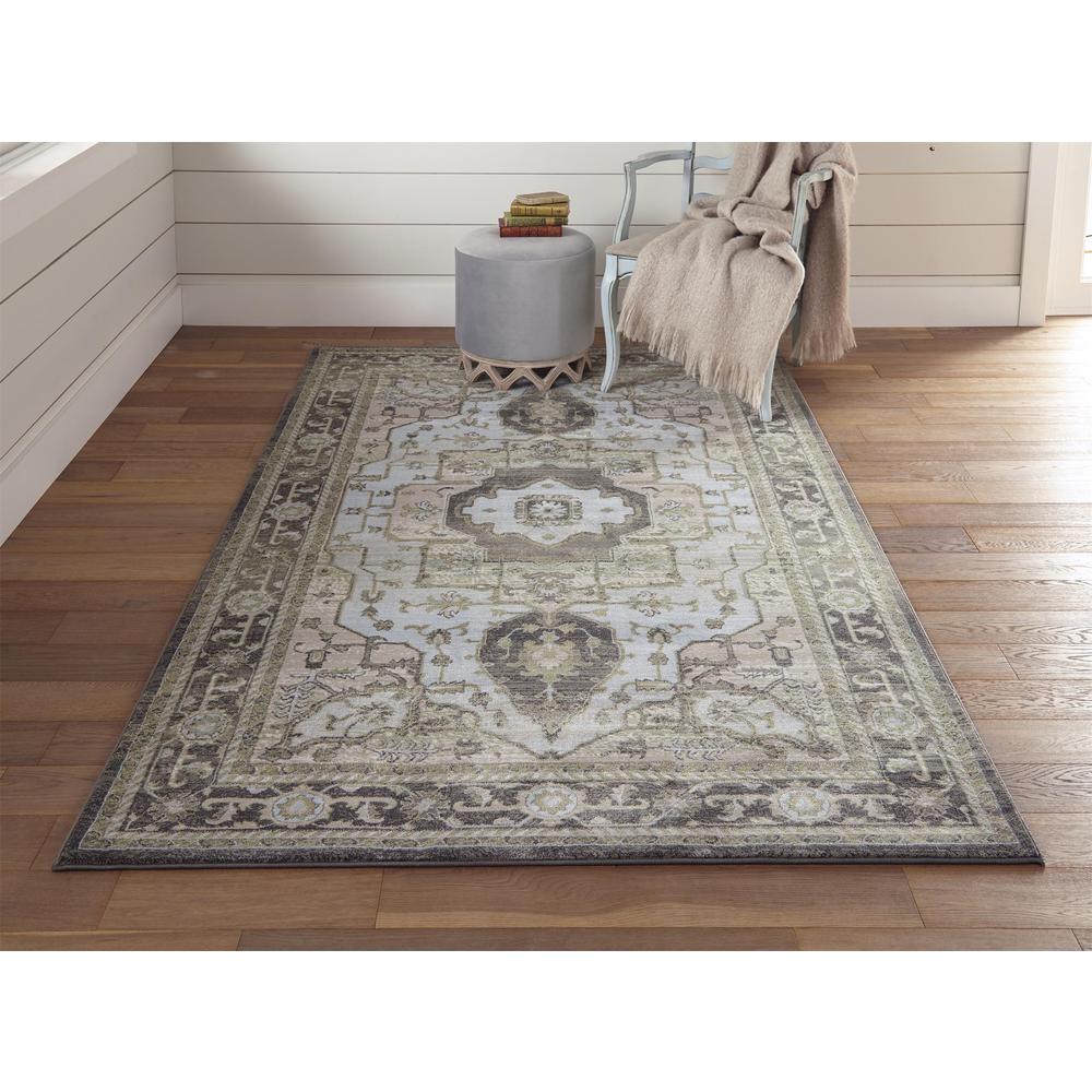 Katari Distressed Medallion Rug, Ice Blue/Mint/Gray, 8ft x 11ft Area Rug, 6613377FTPECASG99. Picture 1