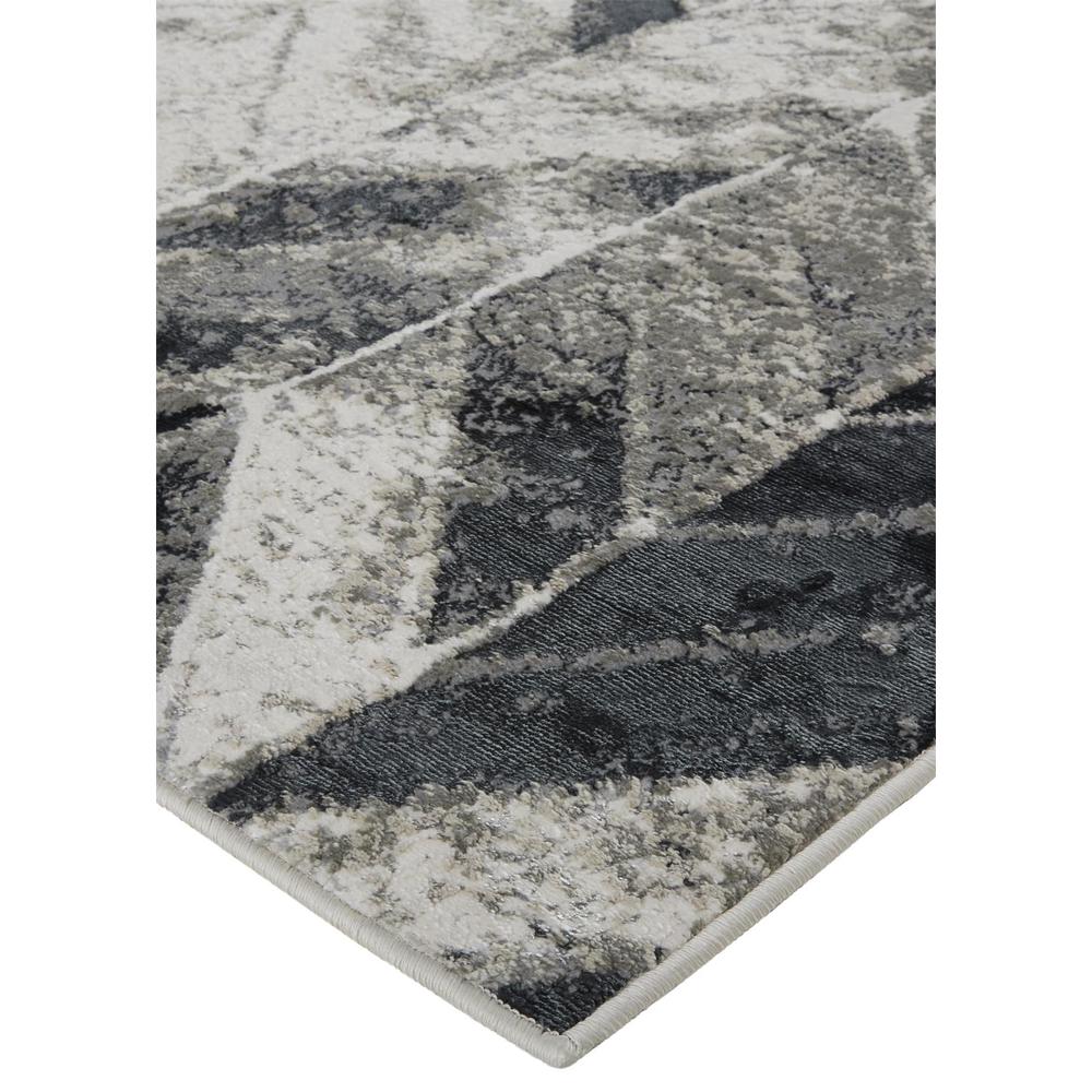 Micah Modern Metallic Chevron Rug,Silver/Black, 6ft - 7in x 9ft - 6in Area Rug, 6943048FGRYSLVF05. Picture 3
