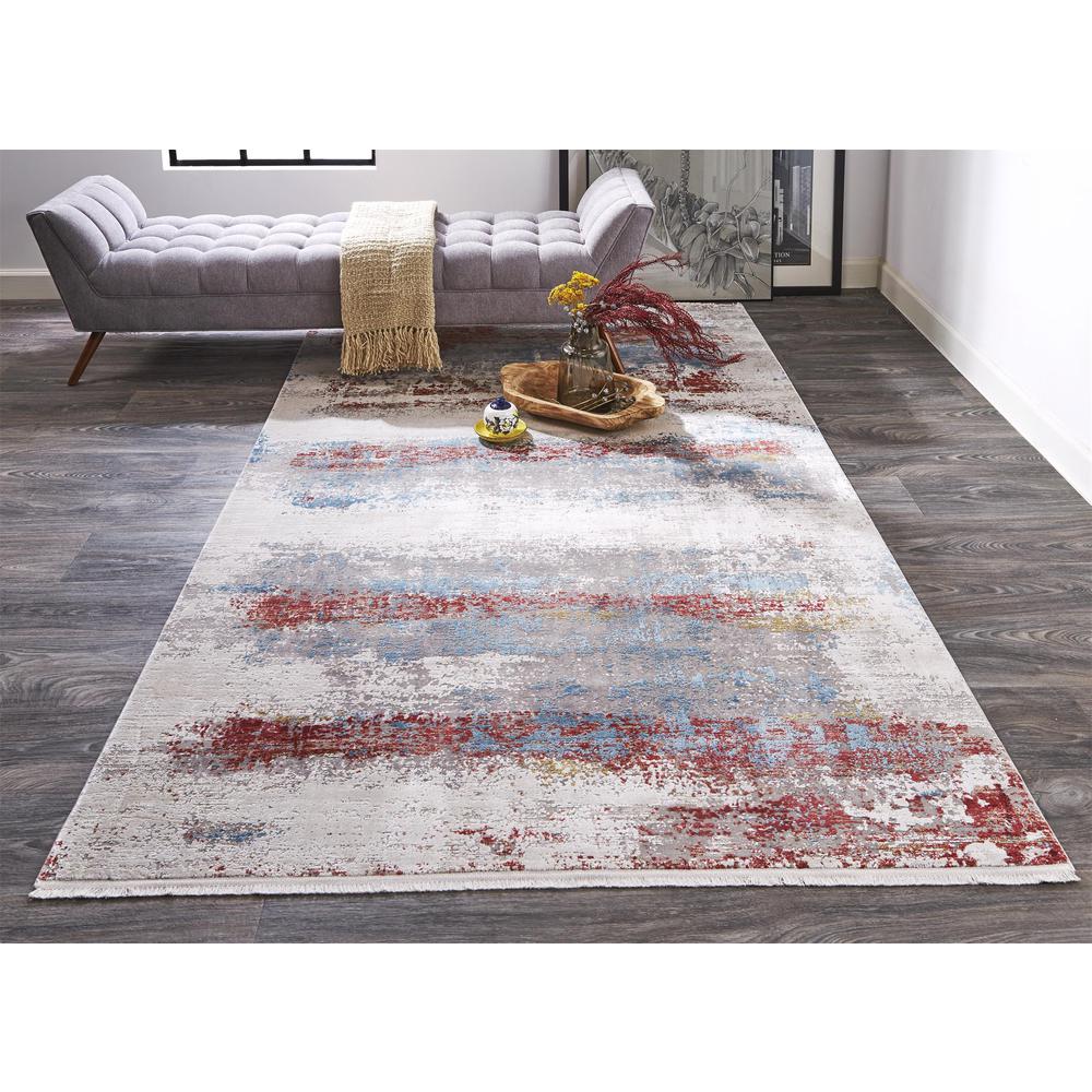 Cadiz Gradient Luster Rug, Gray/Deep Red/Blue, 7ft-9in x 11ft Area Rug, 8663902FMLT000G15. The main picture.