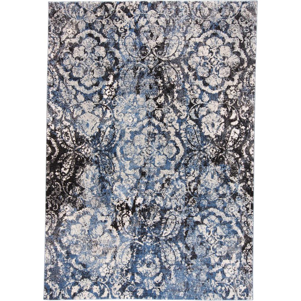 Ainsley Modern Distressed Floral Rug, Glacier Blue/Black, 8ft x 11ft, 8713897FCHL000G99. Picture 2