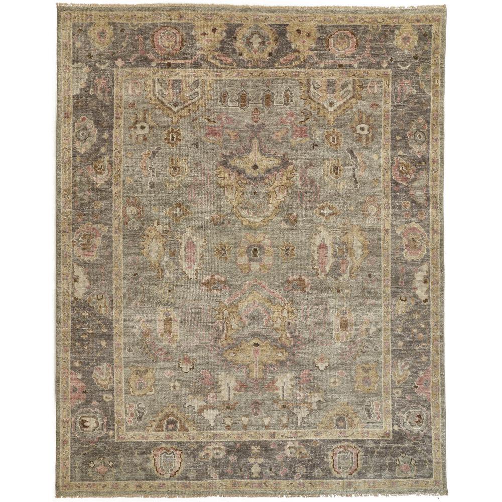 Carrington Traditional Oushak Area Rug, Geo Floral, Gray/Pink, 8ft-6in x 11ft-6in, 9826504FGRYPNKG50. Picture 2