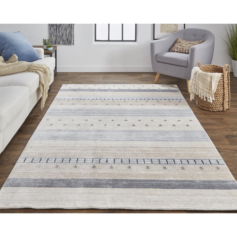 Legacy Contemporary Gabbeh Rug, Beige/Light Gray, 9ft - 6in x 13ft - 6in Area Rug, 9836578FBGEGRYH50. Picture 1
