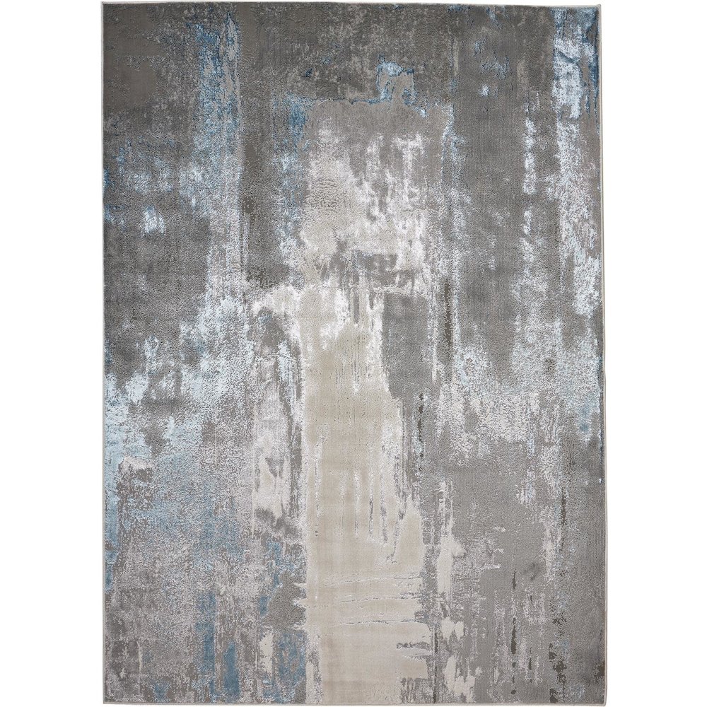 Azure Modern Abstract, Gray/Ivory/Blue, 9'-2" x 12' Area Rug. Picture 1