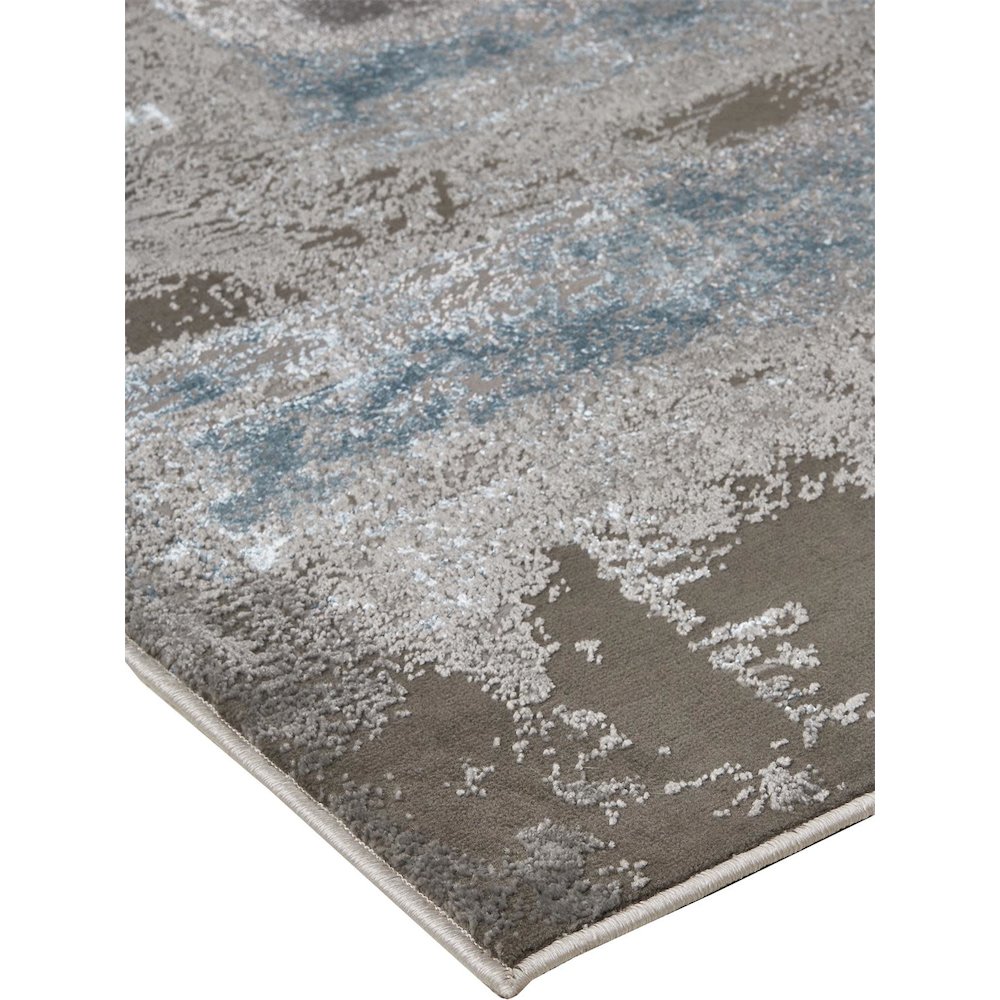 Azure Modern Abstract, Gray/Ivory/Blue, 9'-2" x 12' Area Rug. Picture 2