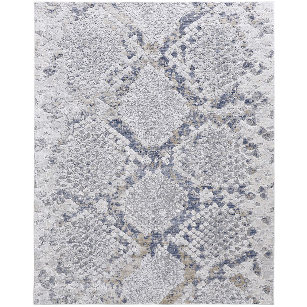 Laina Transitional Trellis & Lattice, Silver/Gray/Blue, 4' x 6' Accent Rug. Picture 1