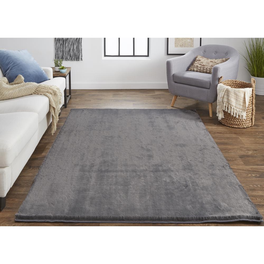 Luxe Velour Glamorous Ultra-Solf Shag Rug, Jet Black, 6ft - 7in x 9ft - 6in Area Rug, LXV4506FSLT000F05. The main picture.