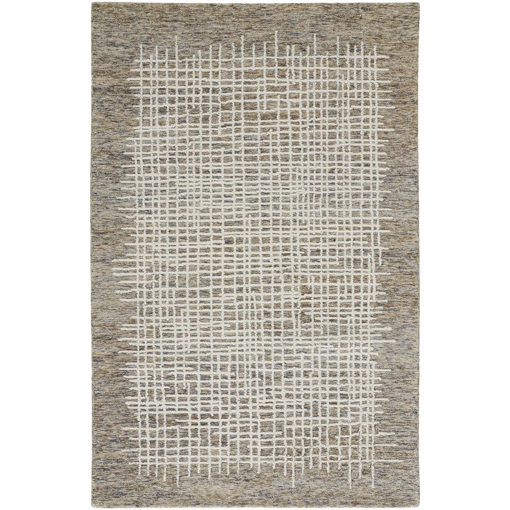 Maddox Modern Tufted Architectural Accent Rug, Pebble Tan/Ivory, 2ft x 3ft, MDX8630FCHLBRNP00. Picture 2