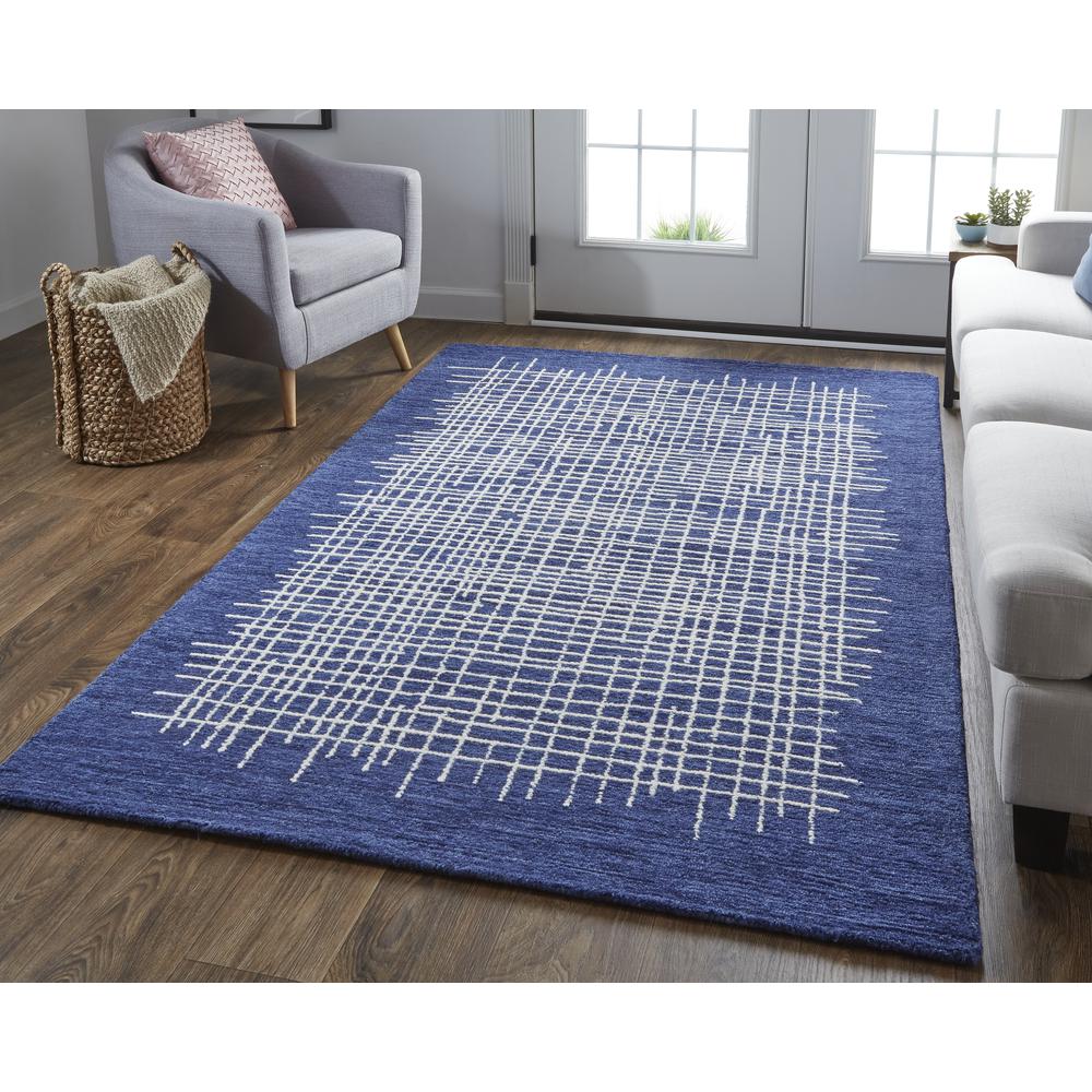 Maddox Modern Tufted Architectural Accent Rug, Navy Blue, 2ft x 3ft, MDX8630FNVY000P00. Picture 1