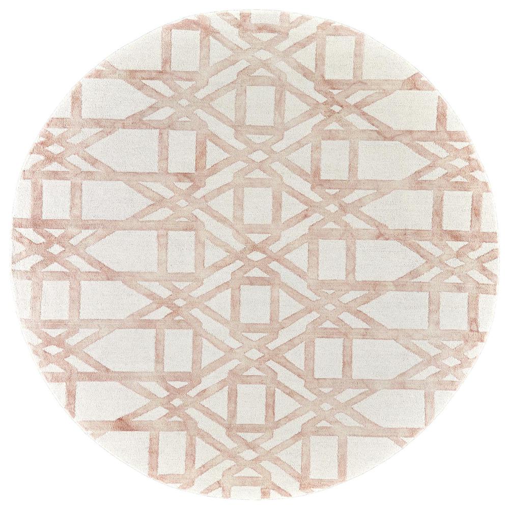 Lorrain Geometric Patterned Wool Rug, Blush Pink, 10ft x 10ft Round, 6108571FBLH000N95. Picture 2