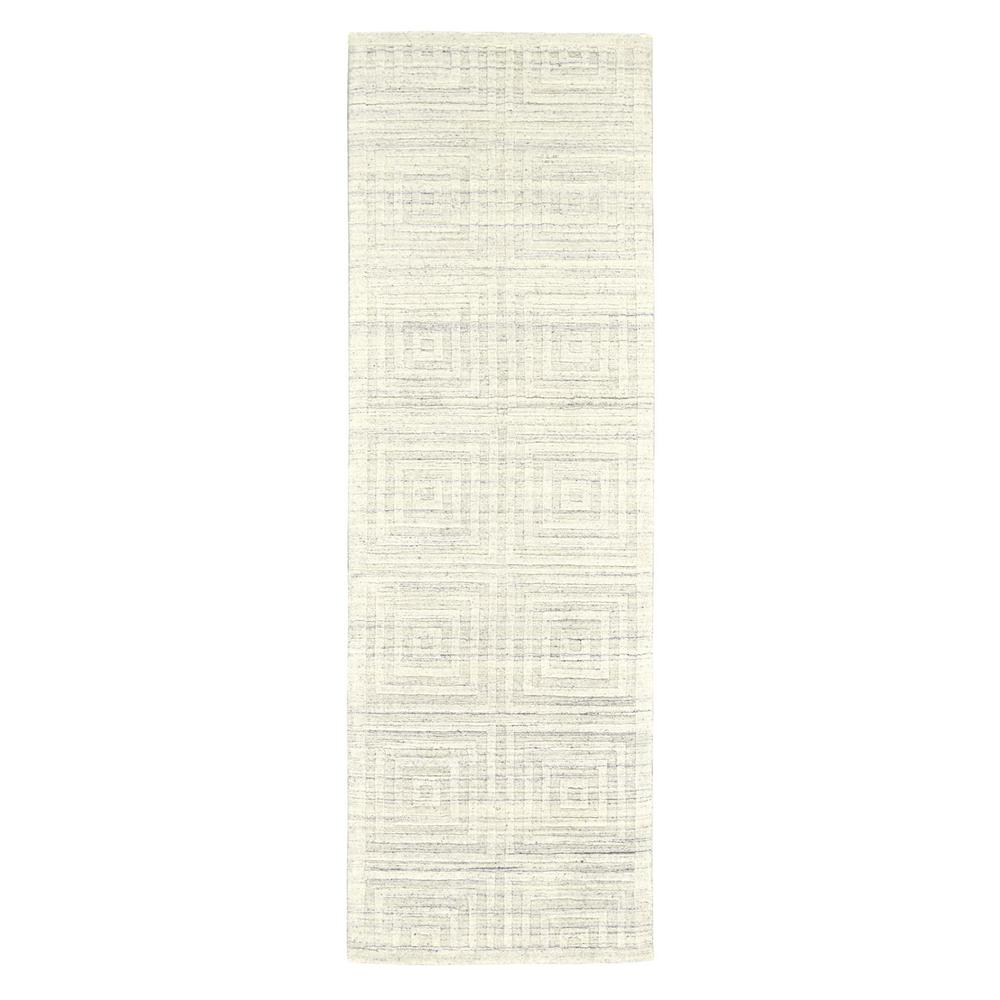 Gramercy Viscose Maze Rug, High-low Pile, Marled Ivory, 2ft-6in x 8ft, Runner, 6206326FZIN000I6A. Picture 1