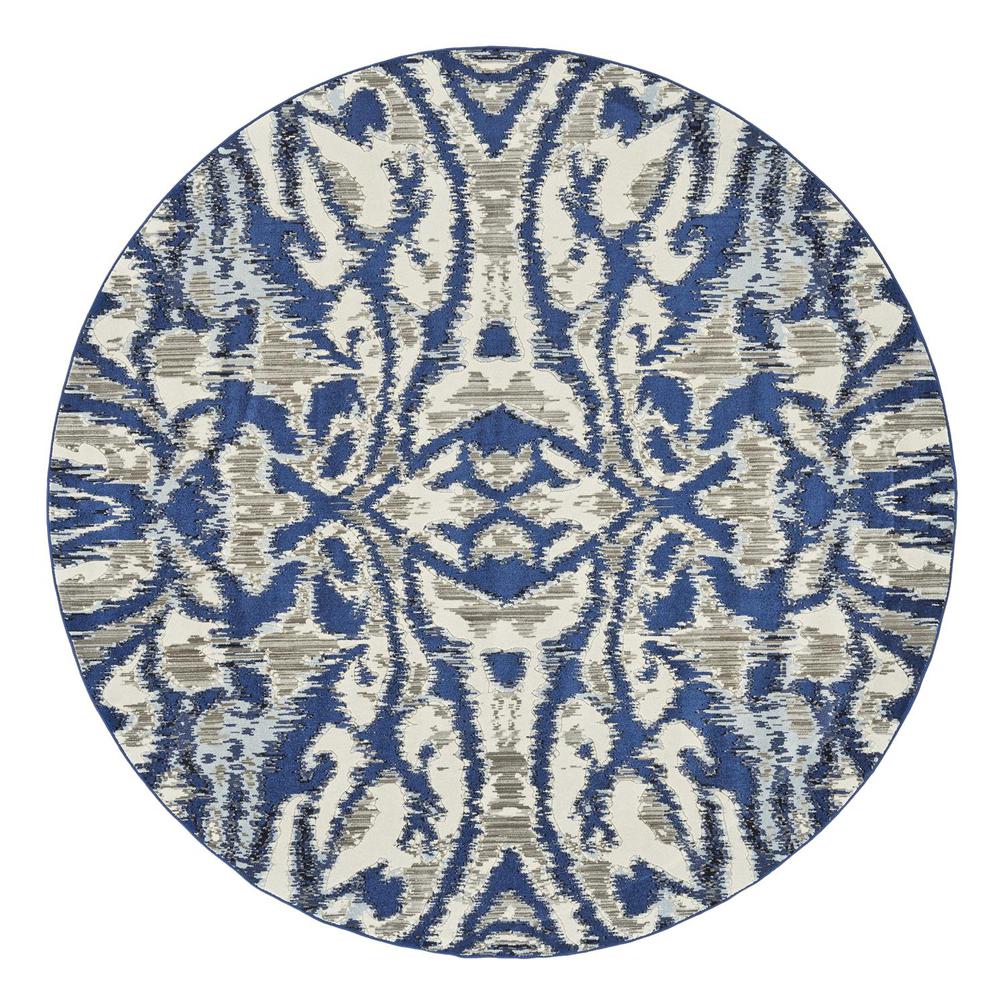 Milton Abstract Ikat Print Area Rug, Classic Blue/Silver Mink, 8ft-9in x 8ft-9in, 6533467FBHZ000N89. Picture 2