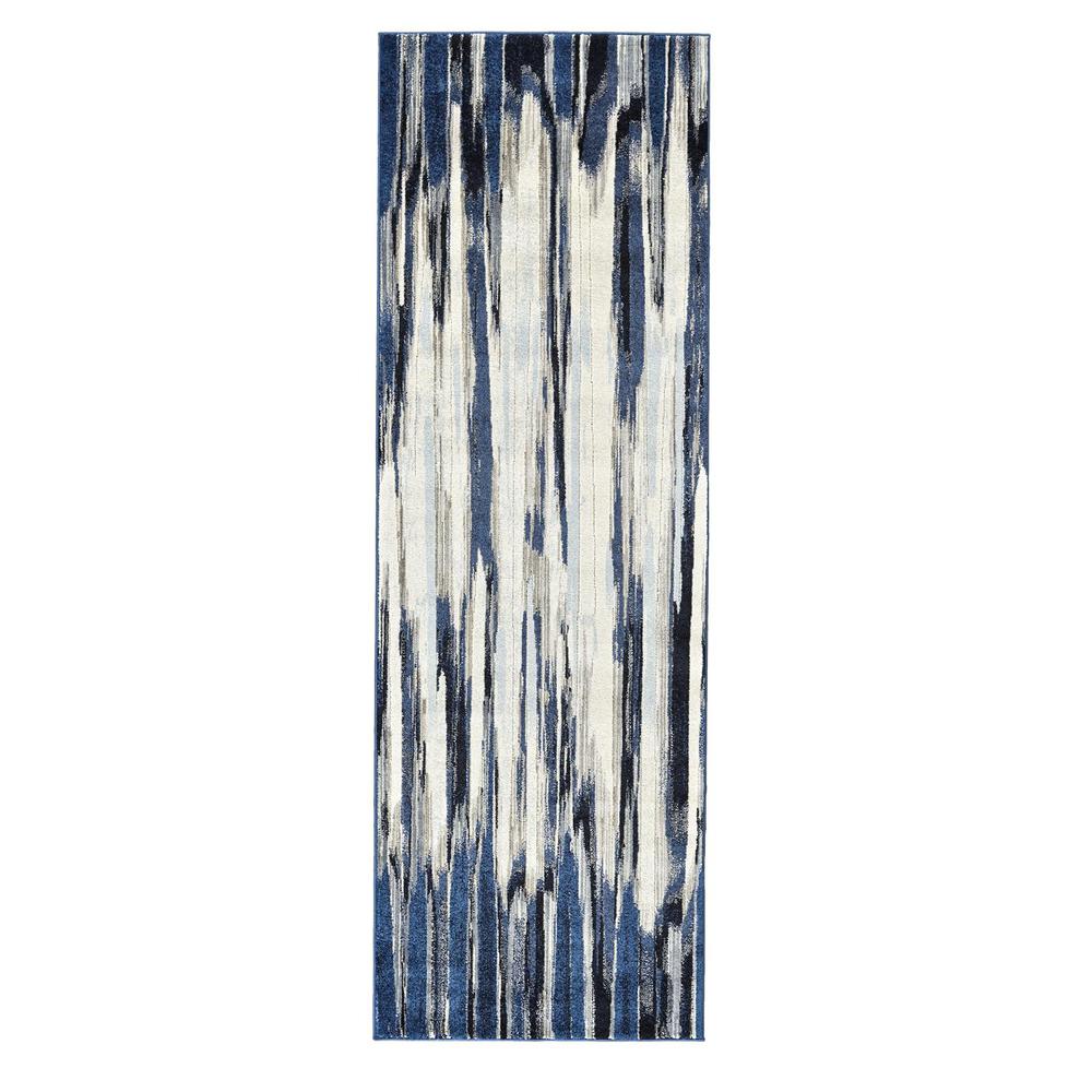 Milton Abstract Ombre Print Rug, Blue/Black/Ivory, 2ft - 7in x 8ft, Runner, 6533468FIND000I7A. Picture 2