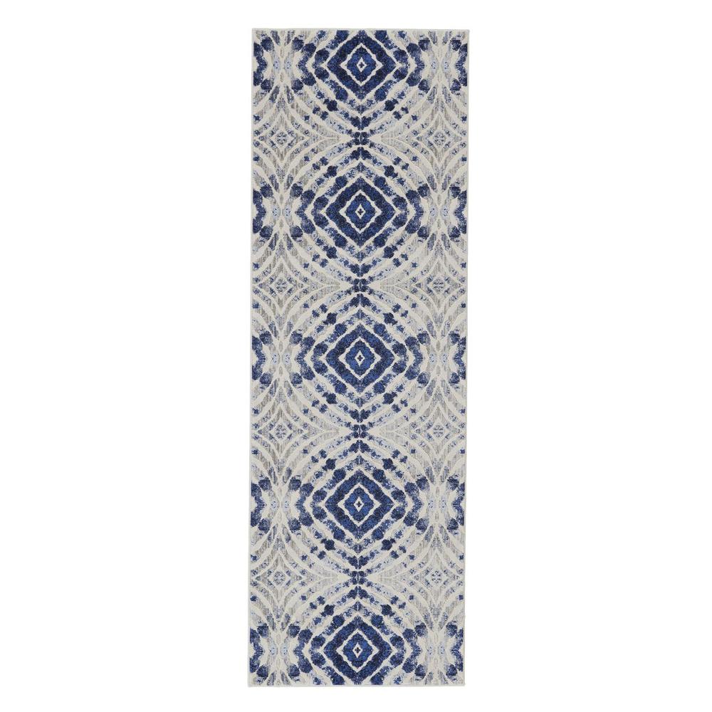 Milton Abstract Ikat Print Rug, Estate/Ice Blue, 2ft - 7in x 8ft, Runner, 6533469FDUS000I7A. Picture 2