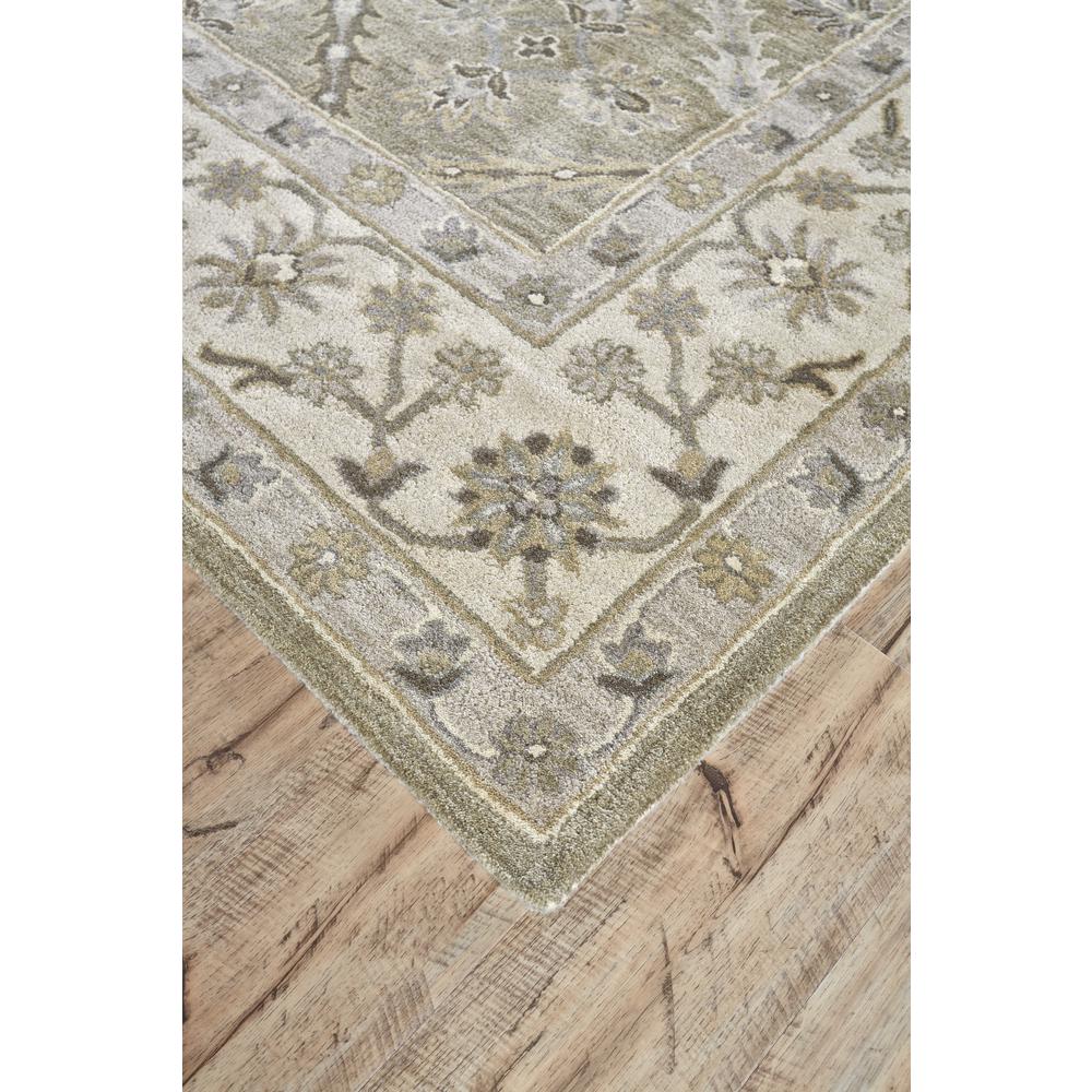 Eaton Floral Diamond Persian Wool Accent Rug, Sage Green/Beige, 2ft x 3ft, 6548424FSAG000P00. Picture 3