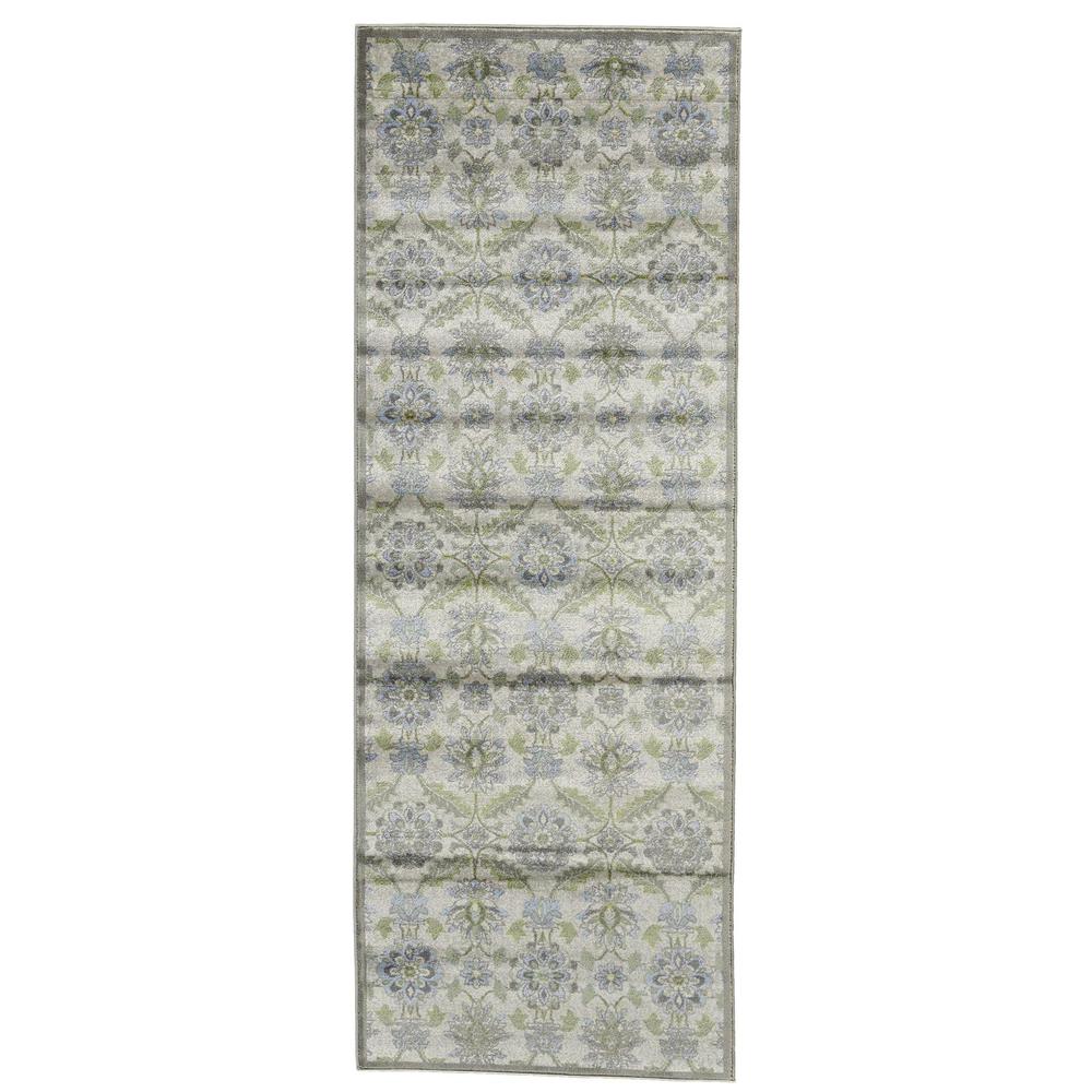 Katari Ornamental Floral, Turquoise Blue/Mint, 2ft-10in x 7ft-10in, Runner, 6613375FBIRTPEI71. Picture 1