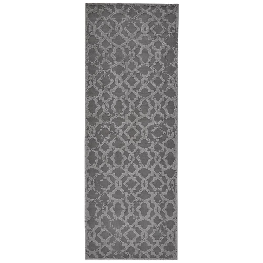 Akhari DIstressed Trellis Area Rug, Silver Gray/Steel Gray, 2ft-10in x 7ft-10in , 6713675FSLV000I71. Picture 1