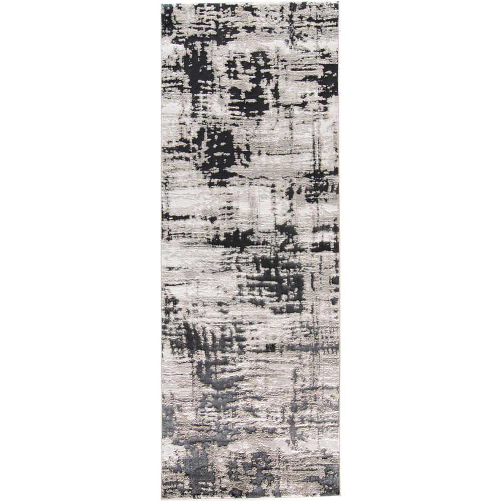 Micah Modern Abstract Rug, Ivory Bone/Black, 2ft - 10in x 7ft - 10in, Runner, 6943339FBLK000I71. Picture 2