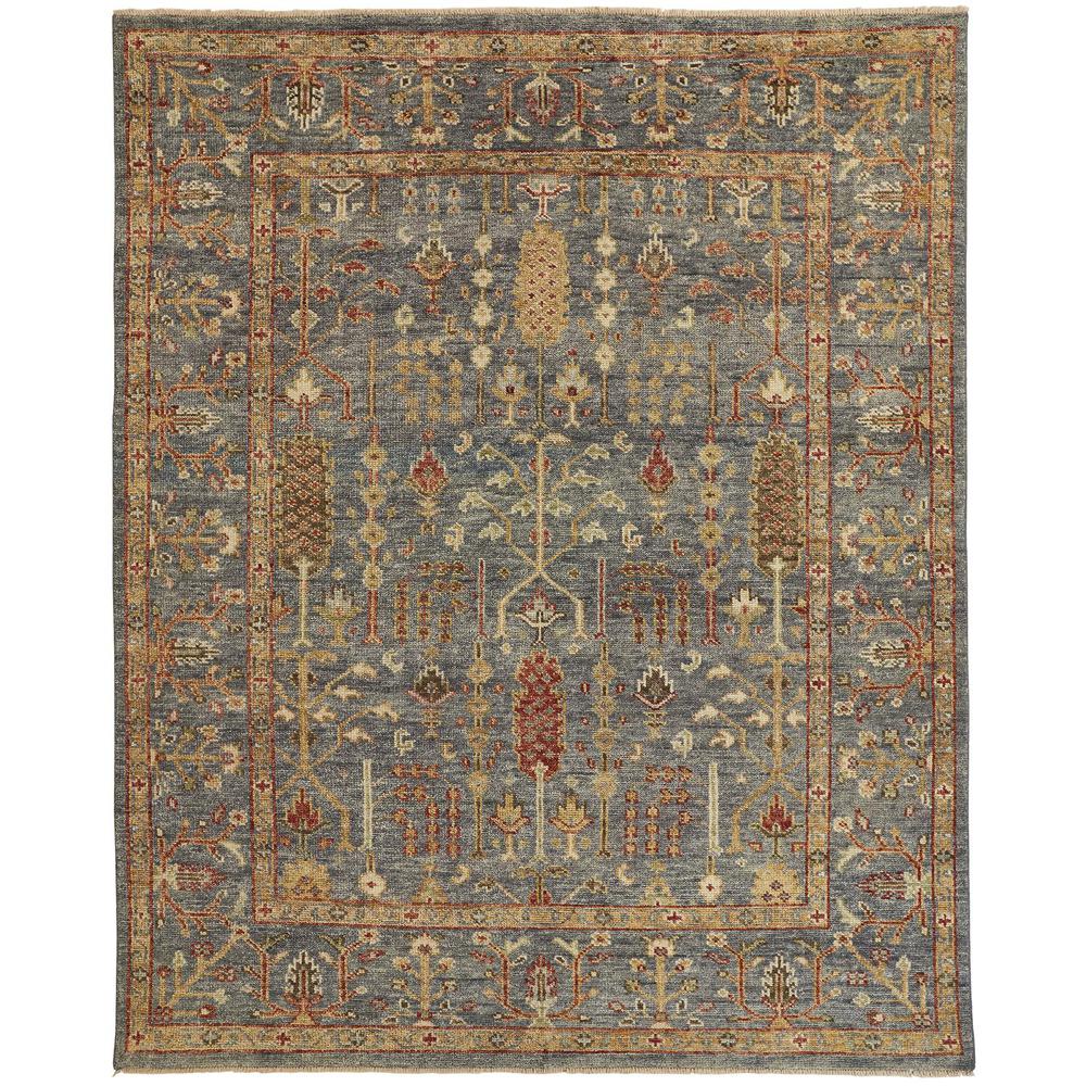 Carrington Traditional Oushak Rug, Flora/Fauna, Blue/Rust, 8ft-6in x 11ft-6in Area Rug, 9826499FBLURSTG50. Picture 2
