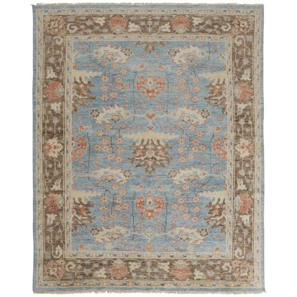 Beall Luxury Wool, Ornamental Flora, Cool Blue, 9ft-6in x 13ft-6in Area Rug, BEA6710FBLUBRNH50. Picture 2