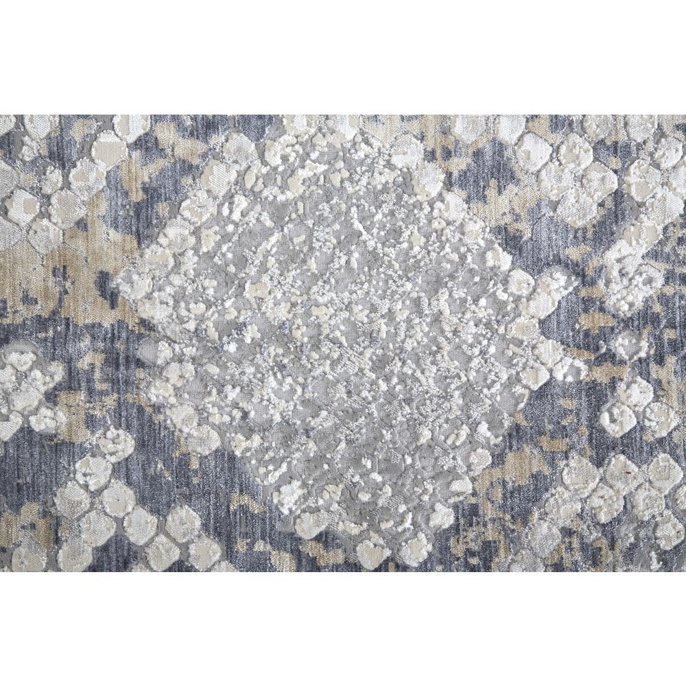 Laina Transitional Trellis & Lattice, Silver/Gray/Blue, 4' x 6' Accent Rug. Picture 6