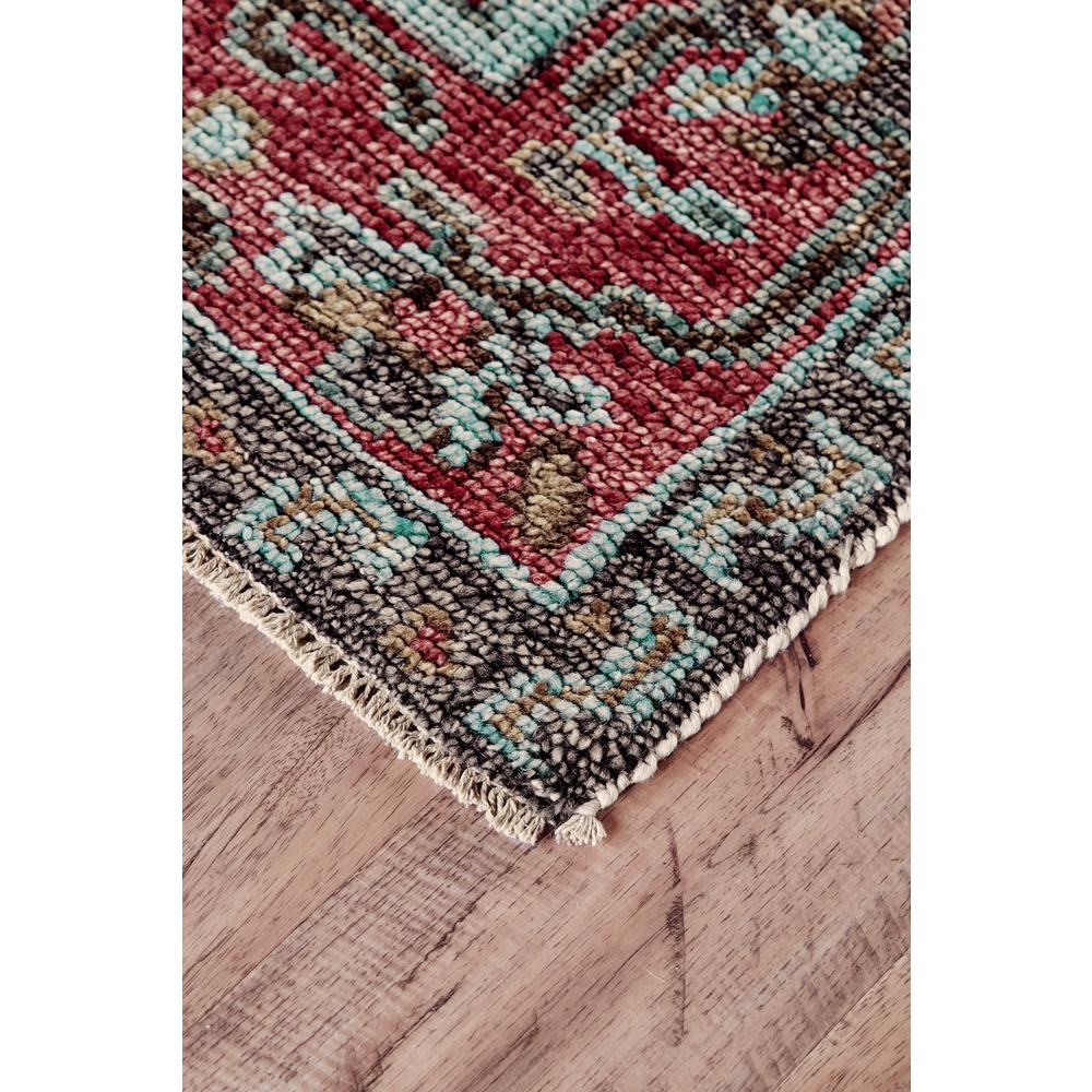 Piraj Nordic Hand Knot Wool Rug, Rust/Turquoise/Red, 2ft x 3ft Accent Rug, 7216452FRSTAQUP00. Picture 3